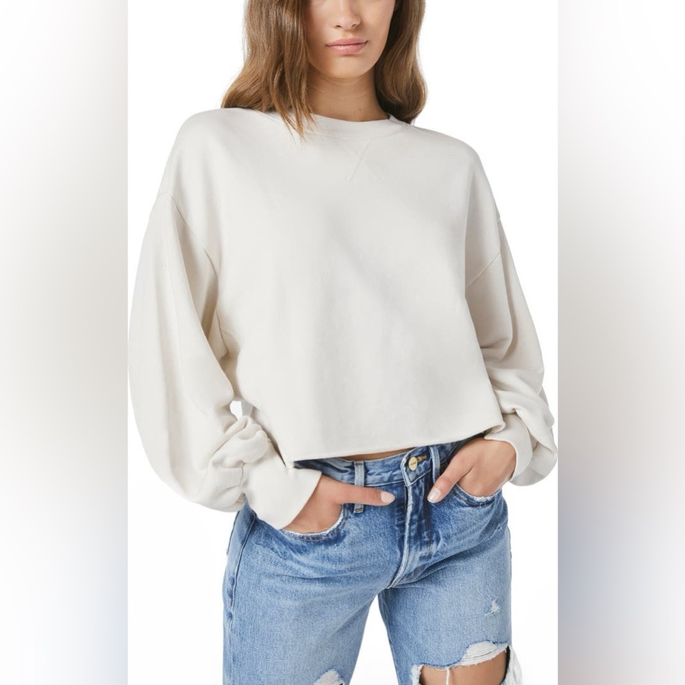 Frame Easy Shirttail Sweatshirt Cream Oversized Size Large - Picture 4 of 9